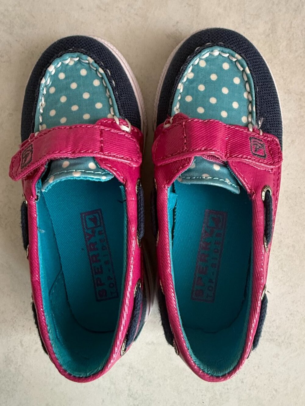 Girls Sperry Boat Shoes US Size 7.5 UK Size 7 Velcro